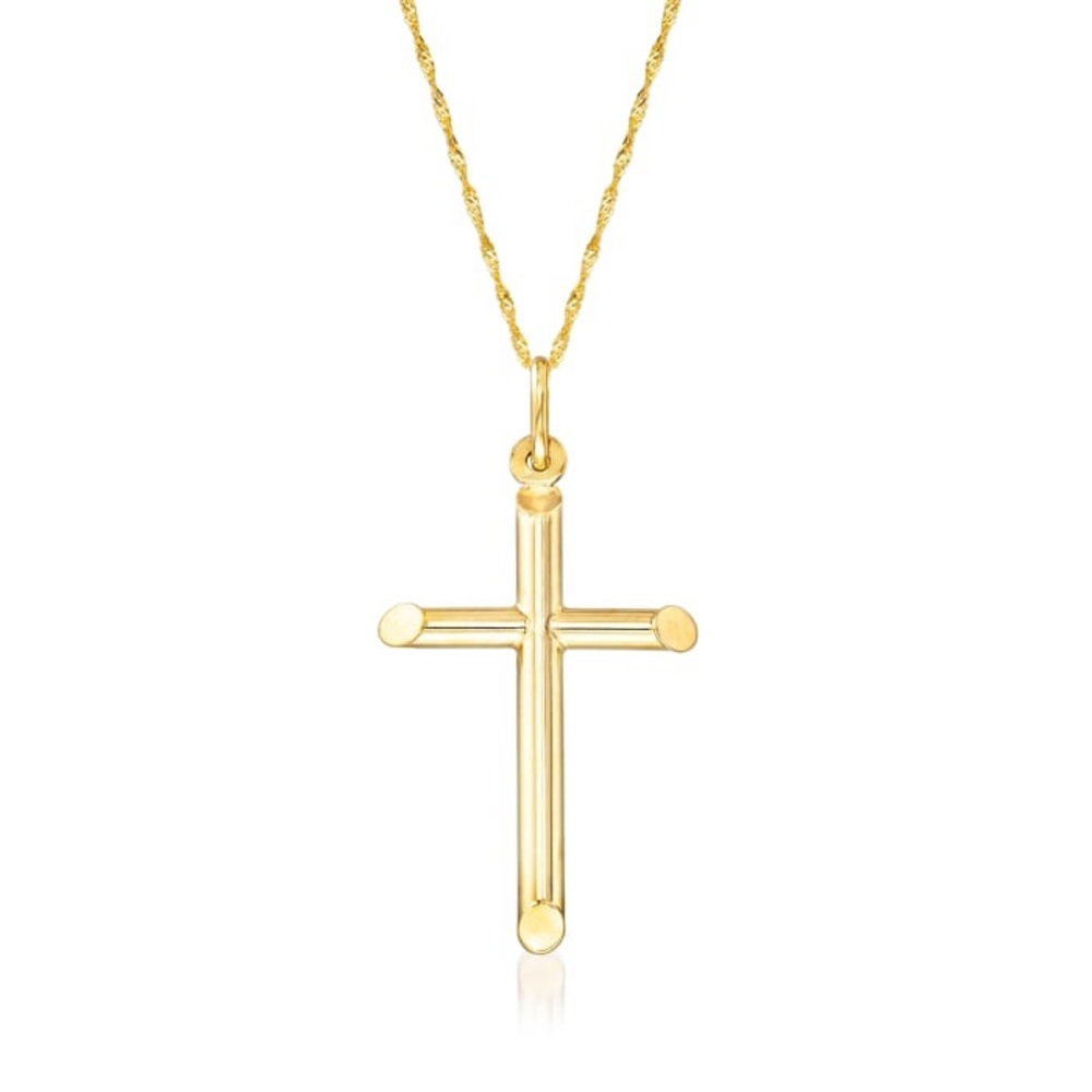 talian 14kt Yellow Gold Cross Pendant Necklace